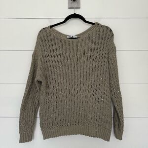 Zara Women’s Large Open Knit Metallic Sequin Sweater New NWT